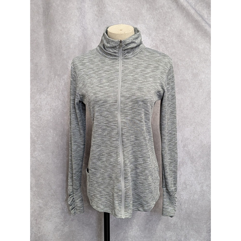 Columbia Womens Gray Space Dye Full Zip Jacket Ruched Cuff‎ Performance Size M